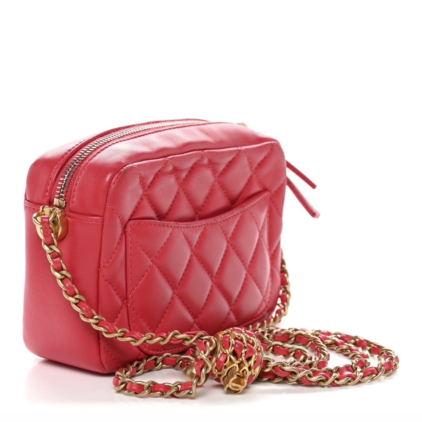 Lambskin Quilted CC Pearl Crush Camera Case Red