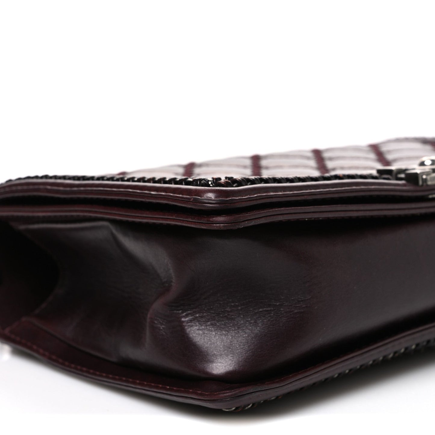 Goatskin Quilted New Medium Boy Handle Flap Burgundy