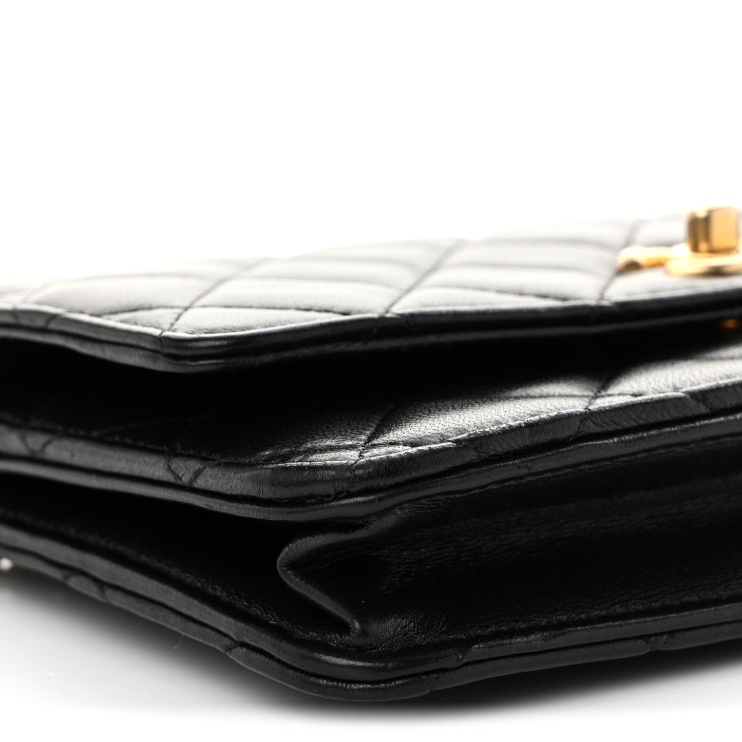 Lambskin Quilted CC Pearl Crush Wallet on Chain WOC Black