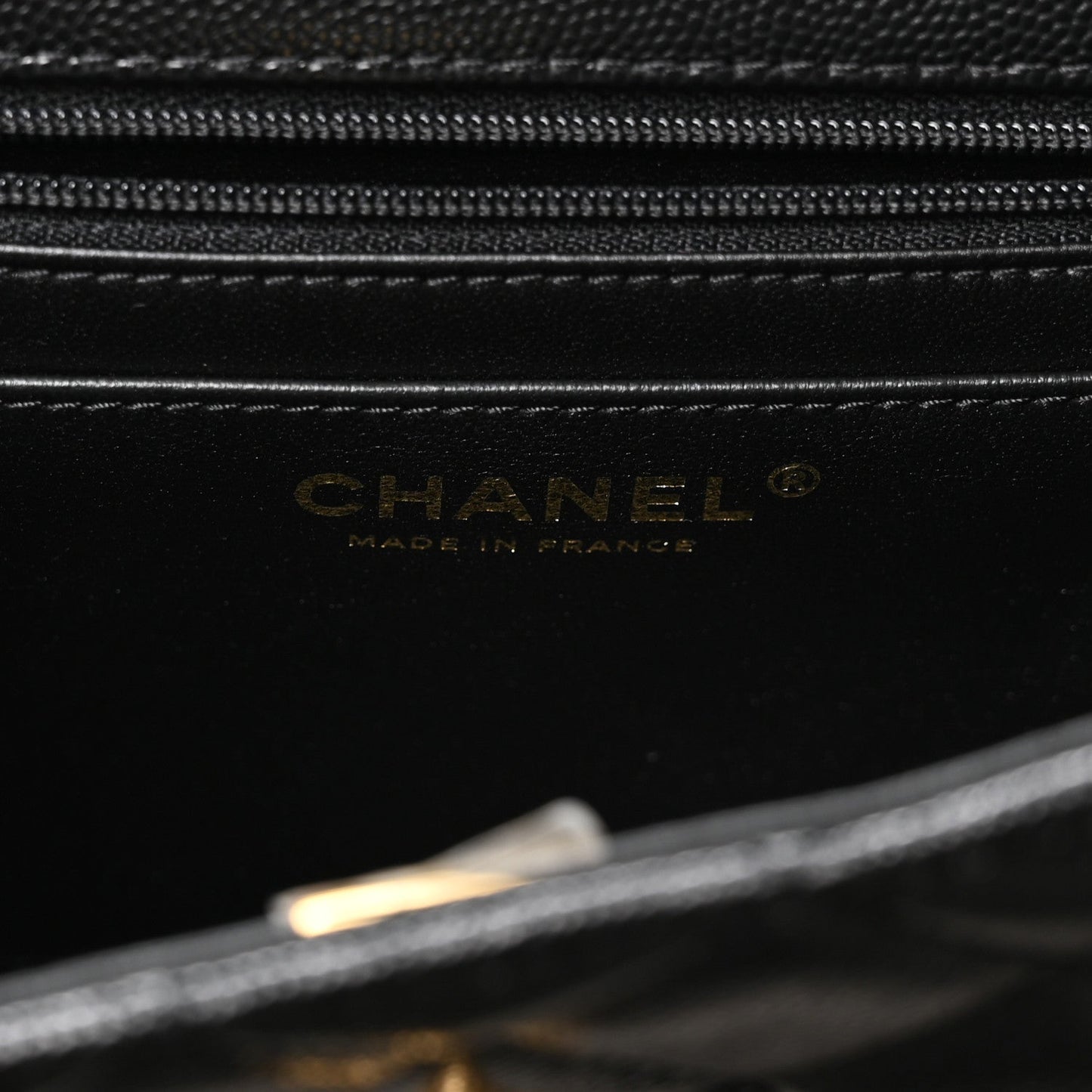 Caviar Quilted 31 Rue Cambon Top Handle Flap Black