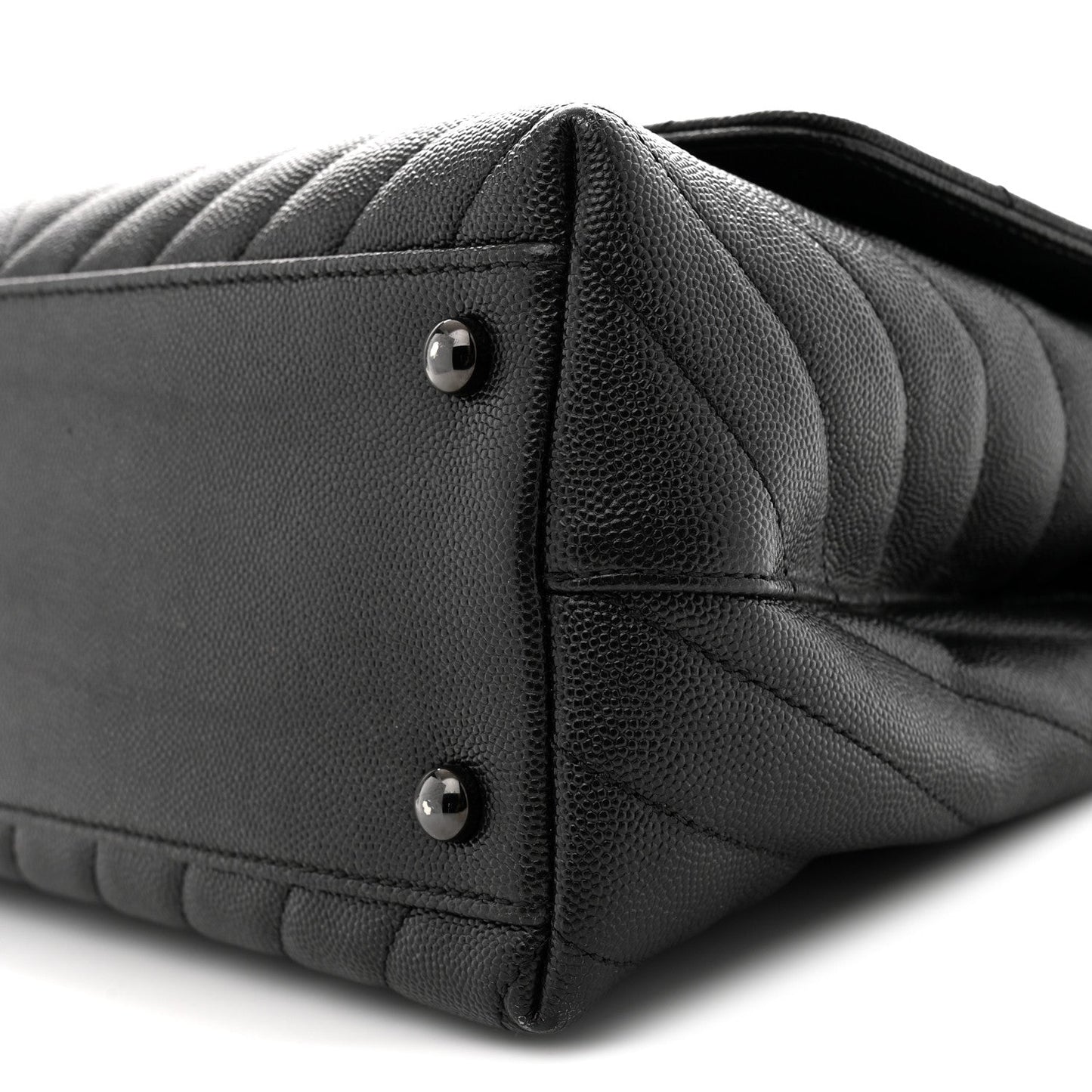 Caviar Chevron Quilted Small Coco Handle Flap So Black