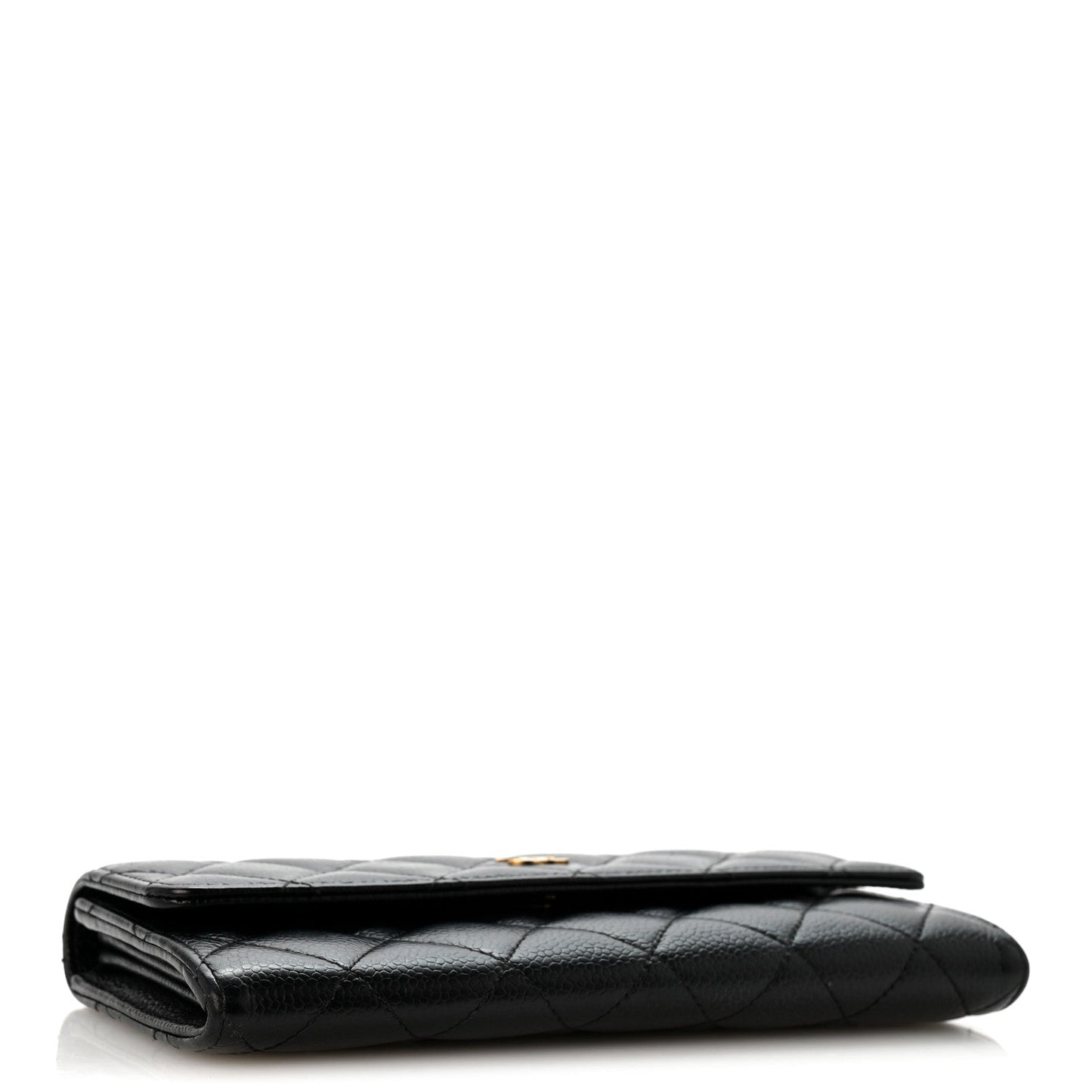 Caviar Quilted Large Flap Wallet Black