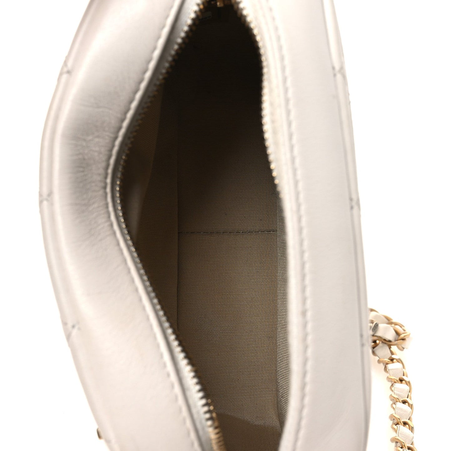 Calfskin Quilted Enchained Camera Case Bag White