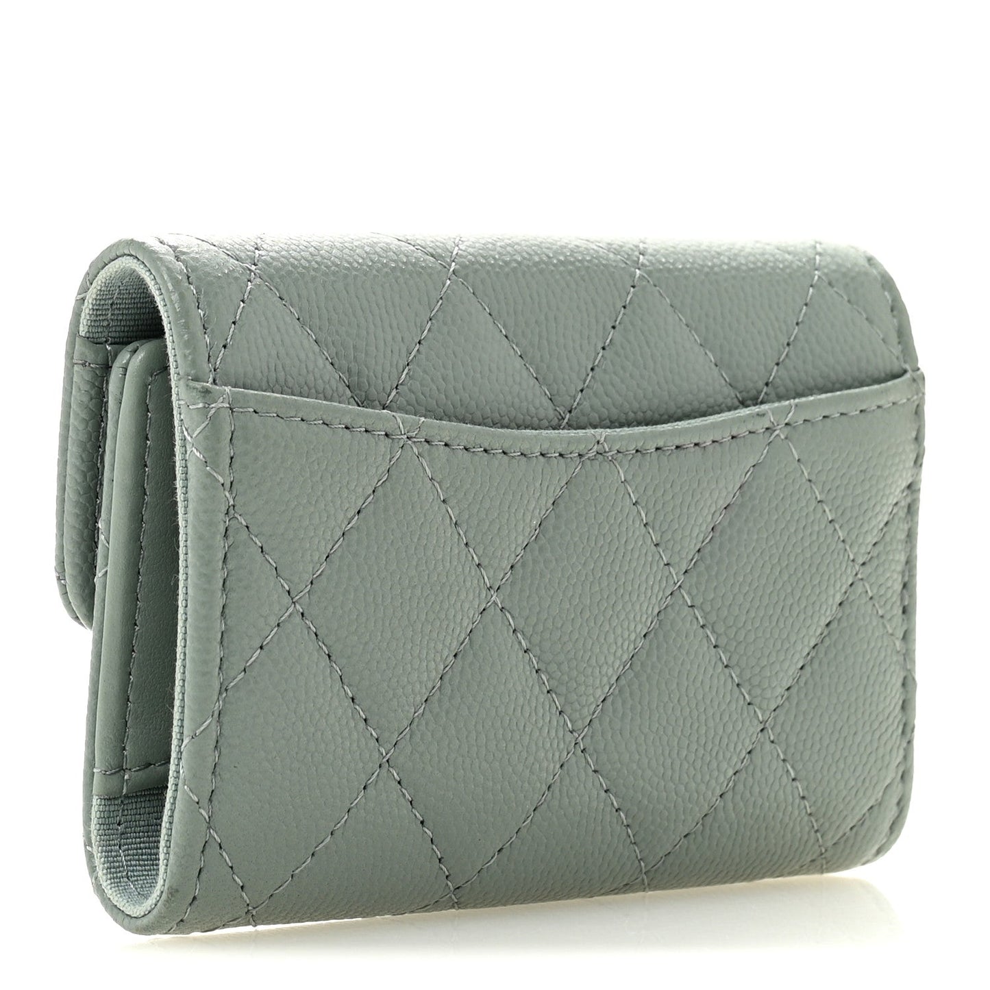 Caviar Quilted Classic 4 Key Holder Wallet Grey