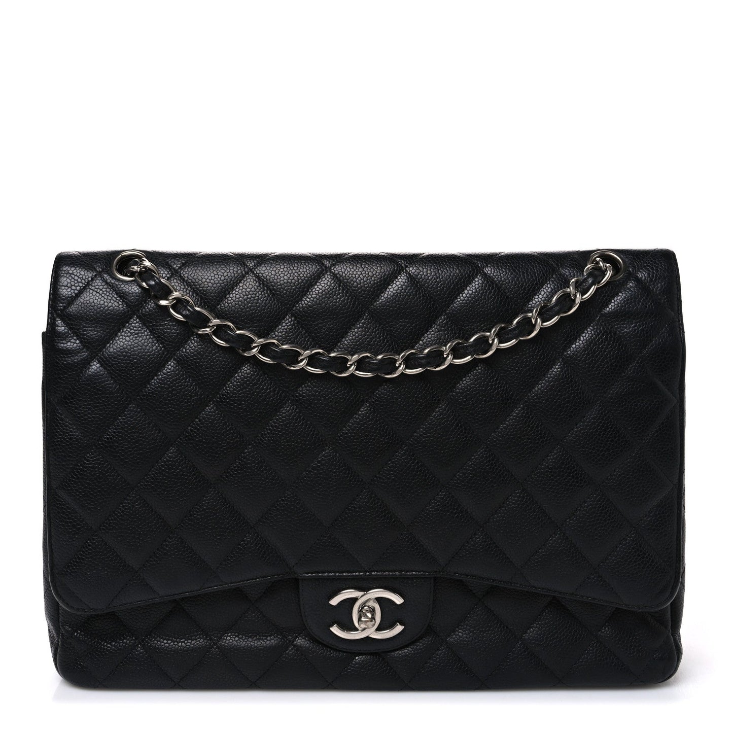 Caviar Quilted Maxi Double Flap Black