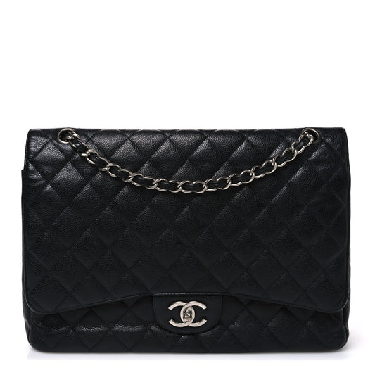 Caviar Quilted Maxi Double Flap Black