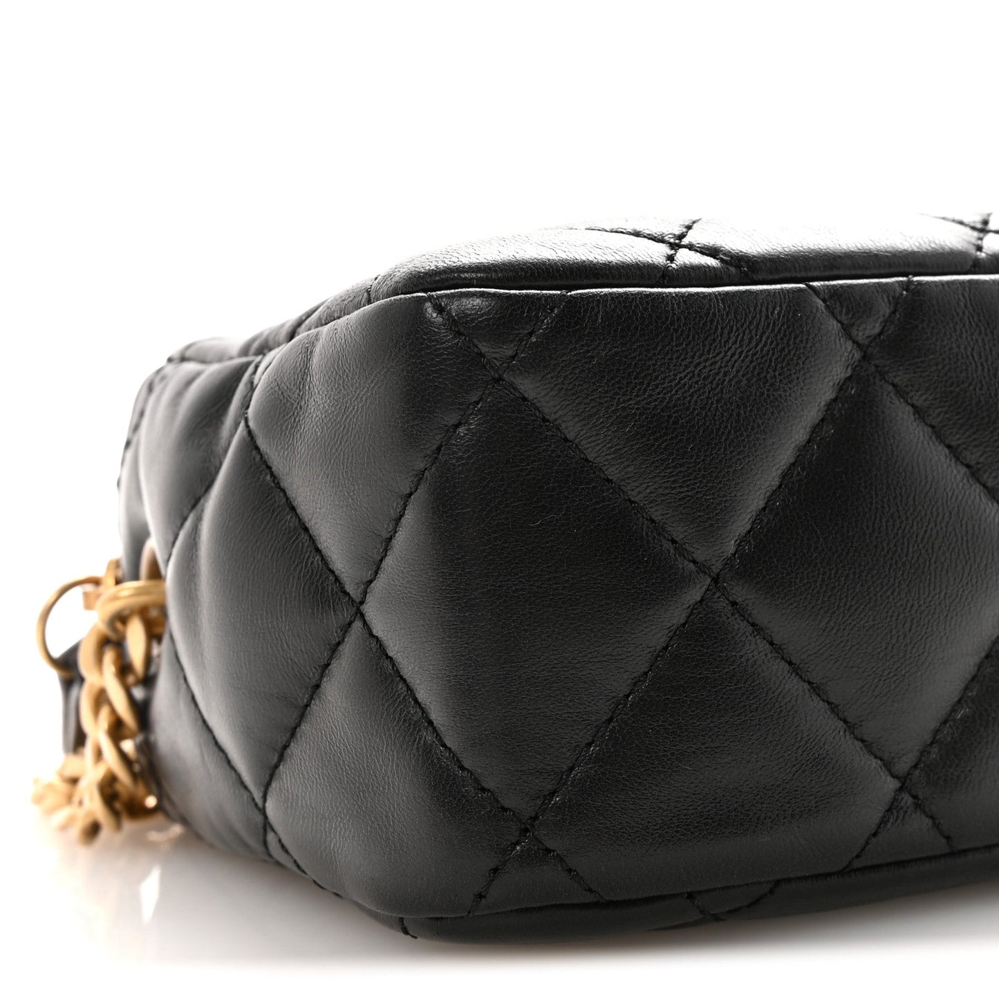 Lambskin Quilted Mini Pillow Crush Camera Case Black