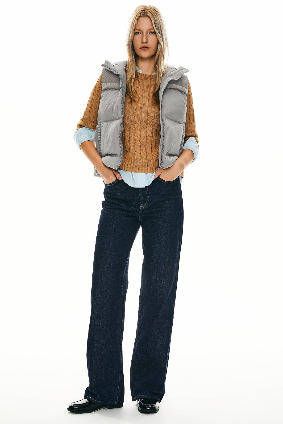 Hooded Puffer Down Vest Cropped Zip Up Lightweight