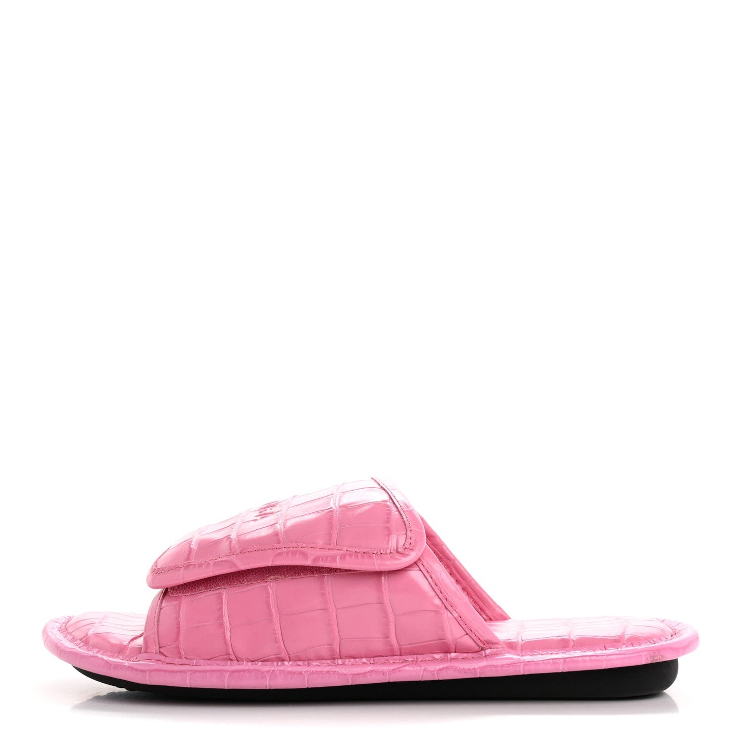 Calfskin Logo Crocodile Embossed Slides 40 Fuxia