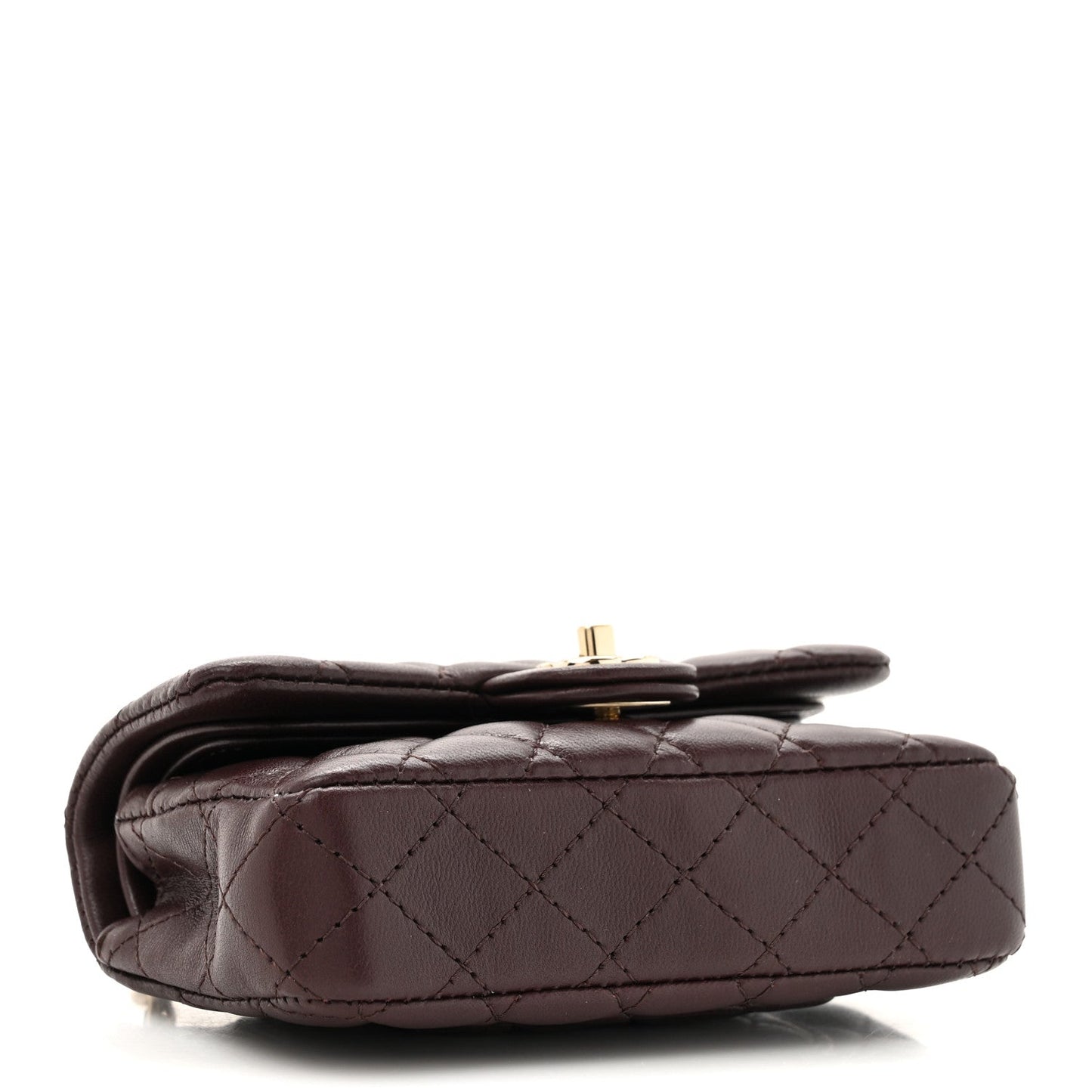 Lambskin Quilted Mini Flap Bag Charm With Hook Dark Brown
