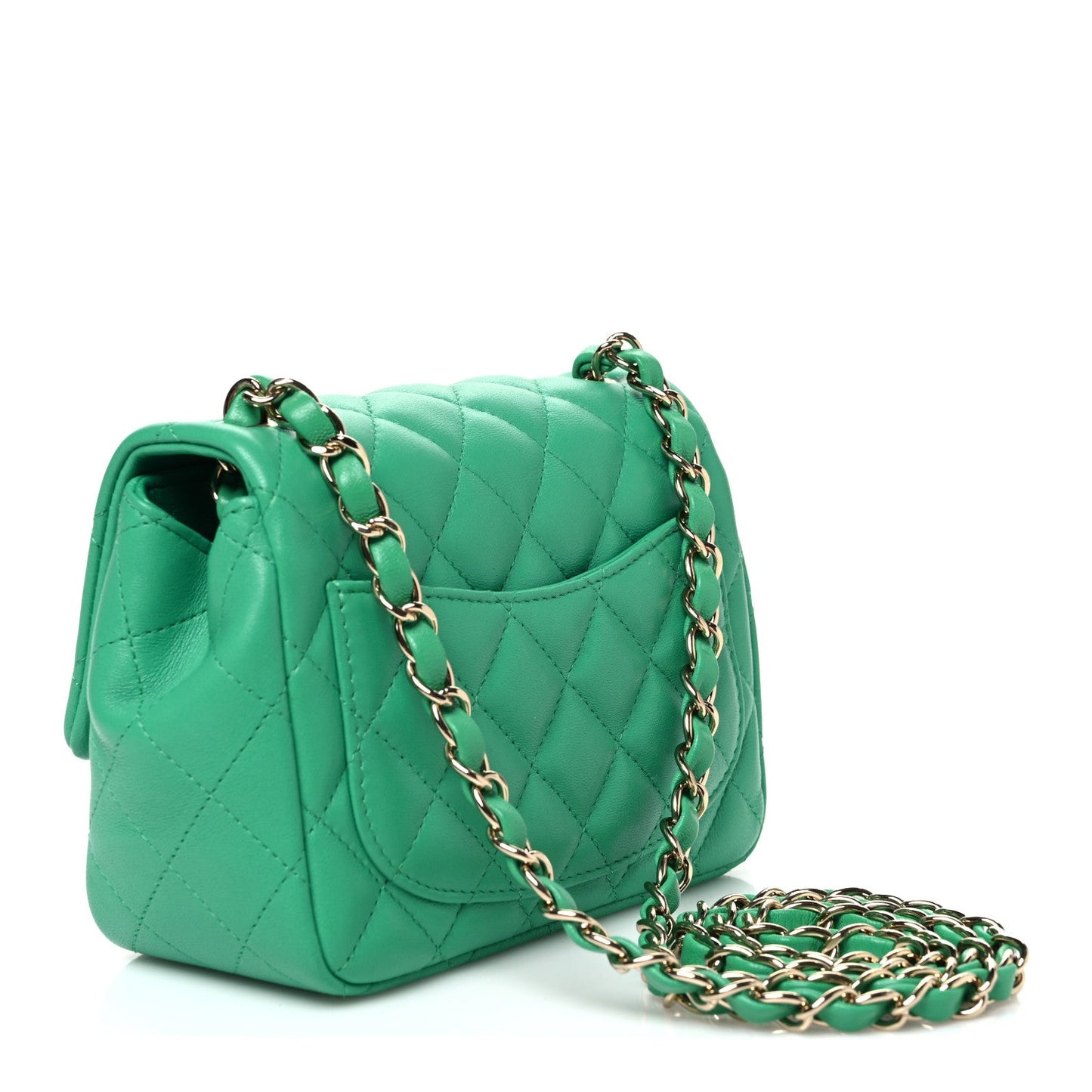 Lambskin Quilted Mini Square Flap Green