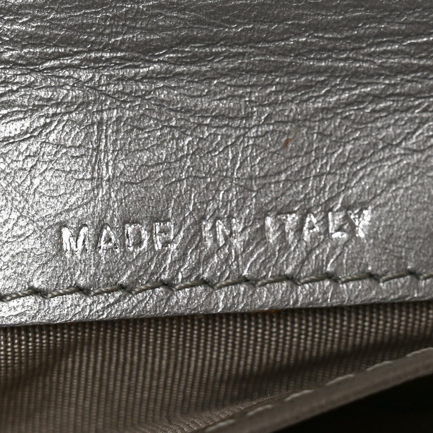 Metallic Aged Calfskin Quilted Palette Flap Wallet Silver