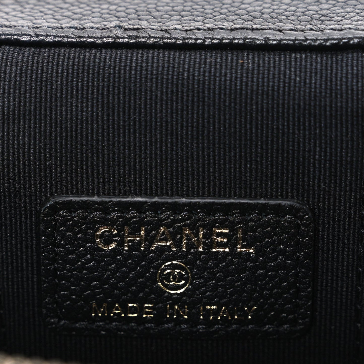 Caviar Quilted Mini Vanity Case With Chain Black