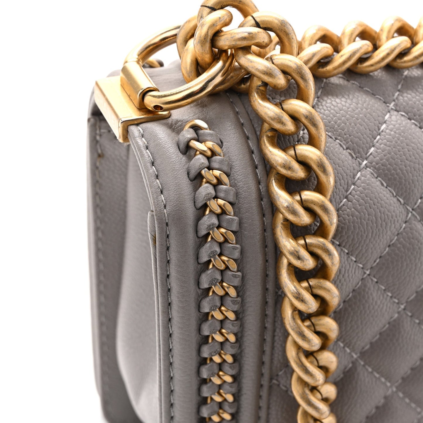 Caviar Quilted Chain Around Medium Boy Flap Grey