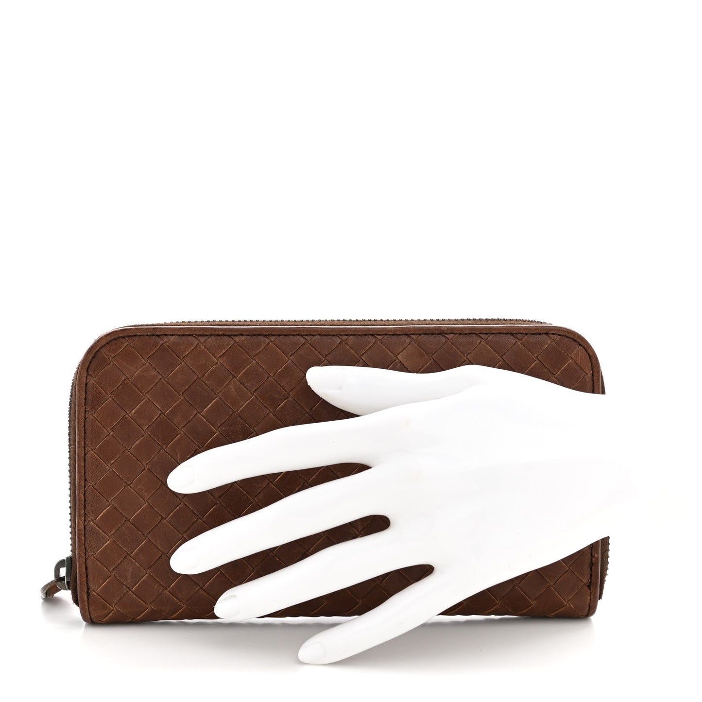 Nappa Intrecciato Zip Around Wallet Brown
