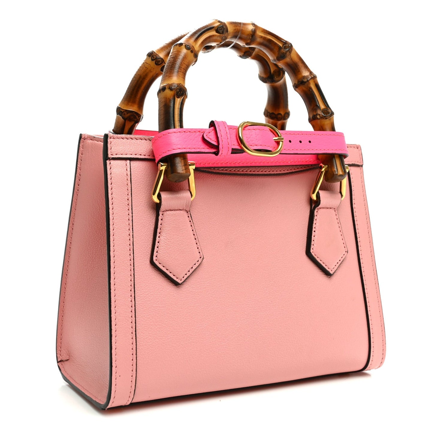 Wonka Grain Calfskin Mini Diana Tote Bag Wild Rose Fuxia Fluo