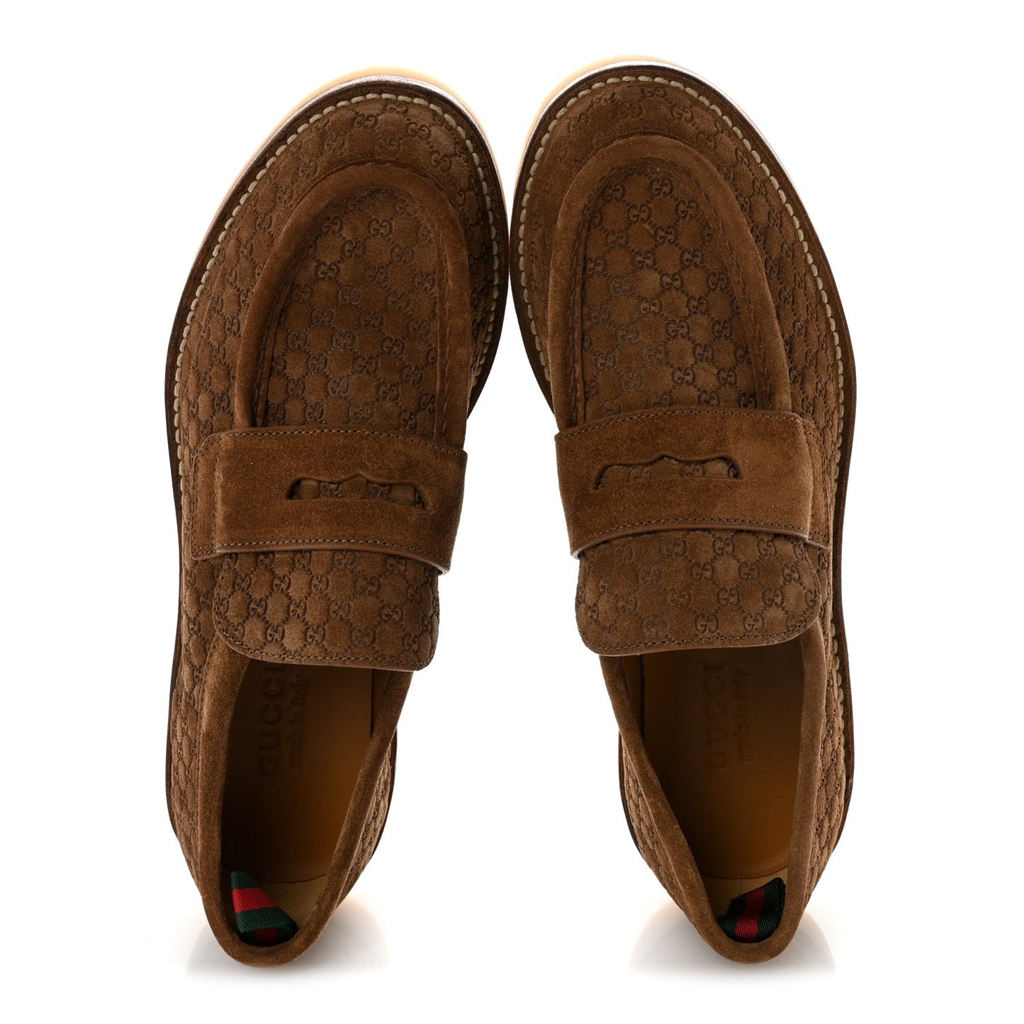 Luxury Suede Microguccissima Mens Loafers 9.5 Nocciola