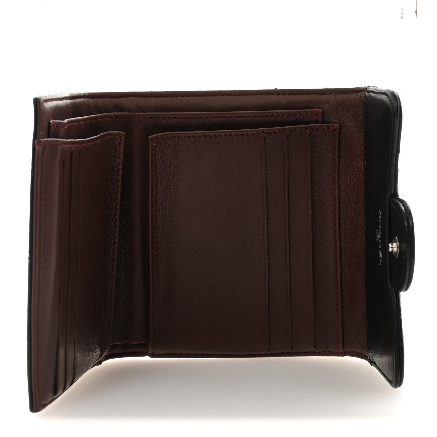 Lambskin Quilted Compact Flap Wallet Black