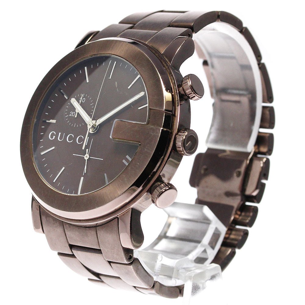 Gucci G Chrono Brown Dial Brown Steel Strap Watch For Men - YA101341