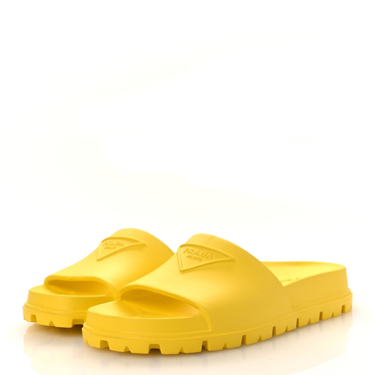 EVA Rubber Triangle Logo Embossed Womens Lug Sole 20mm Slide Sandals 41 Sole