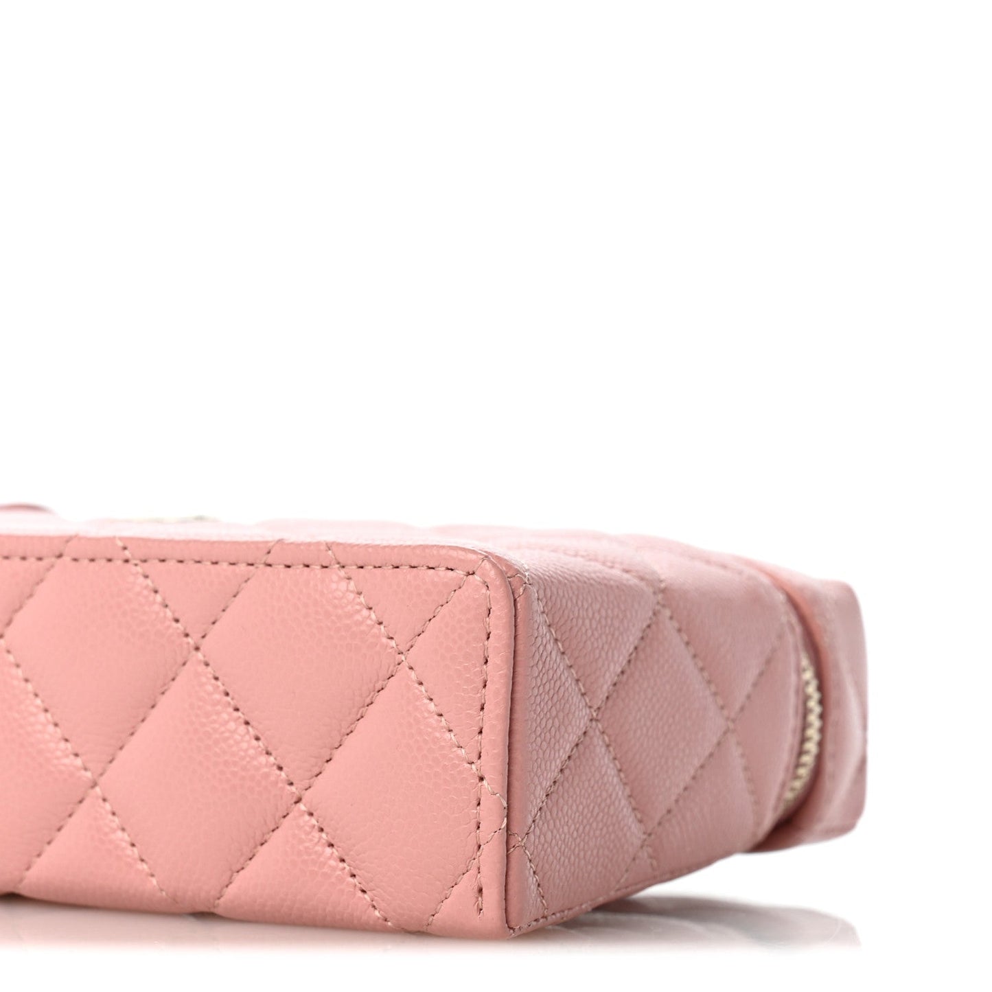 Caviar Quilted Top Handle Slim Vanity With Chain Light Pink