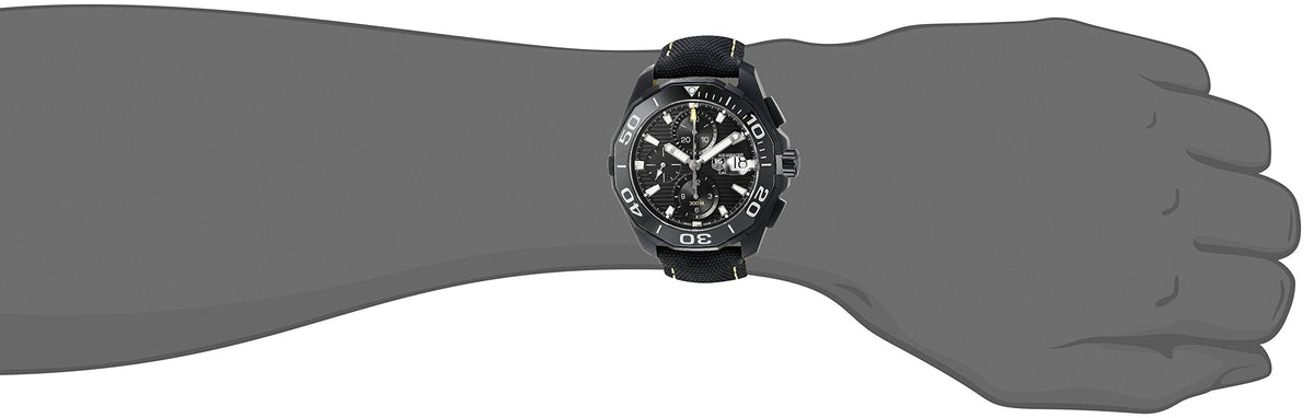 Tag Heuer Aquaracer Chronograph PVD Black Dial Black Nylon Strap Watch for Men - CAY218A.FC6361