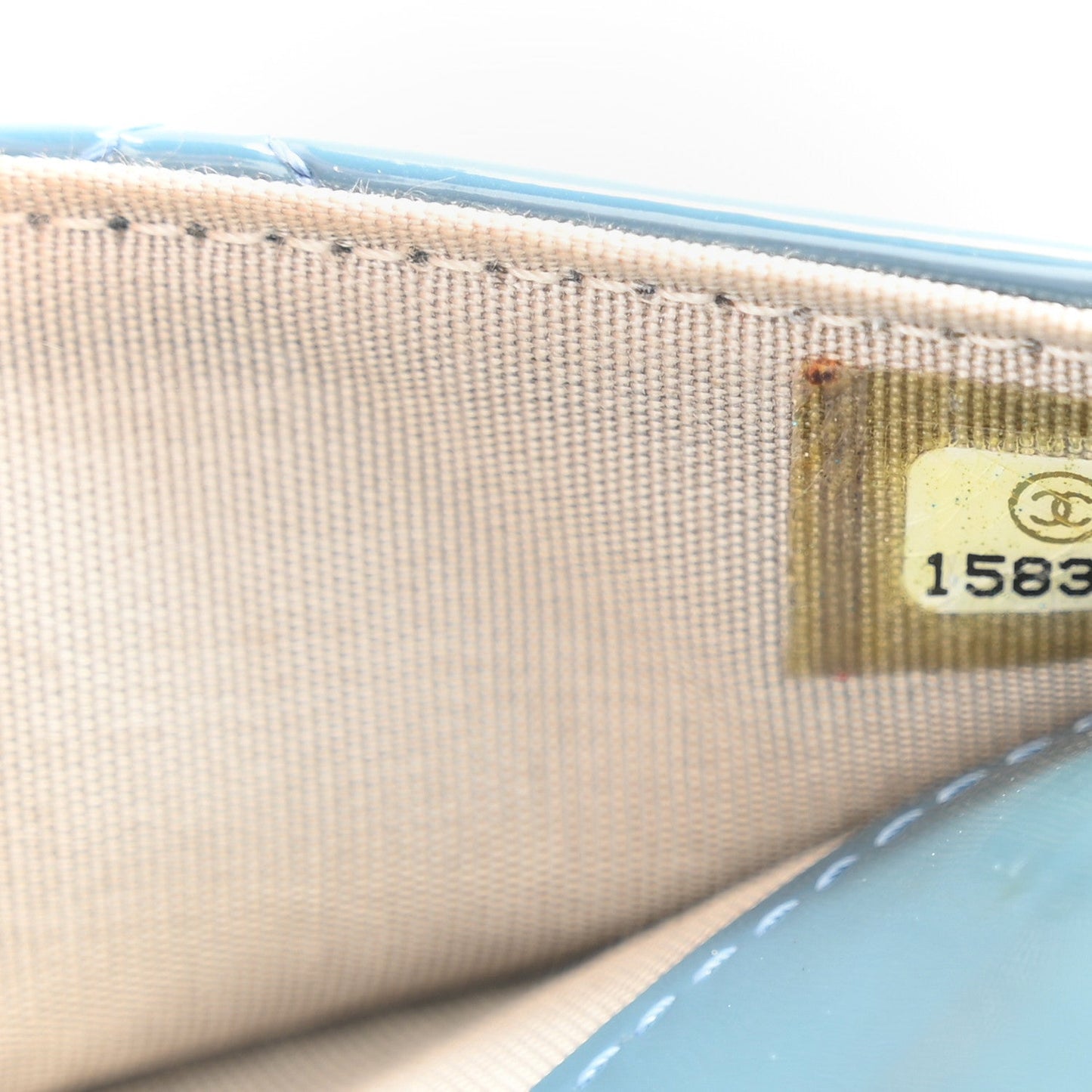Patent Quilted Brilliant Wallet On Chain WOC Blue