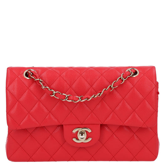 Caviar Quilted Small Double Flap Red
