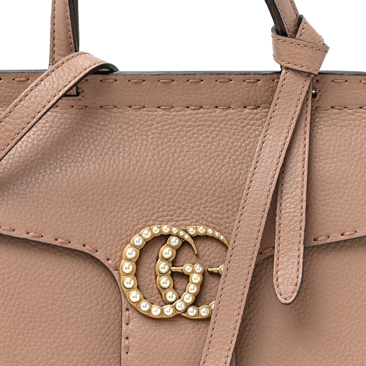 Calfskin Mini Pearly GG Marmont Top Handle Bag Porcelain Rose