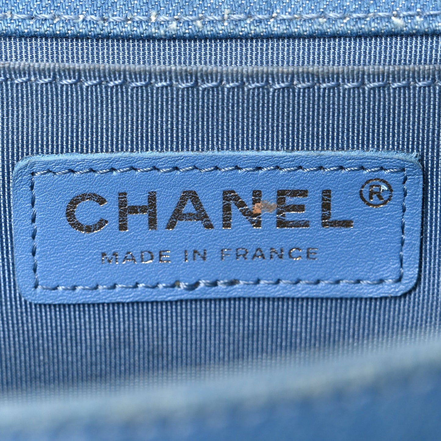 Denim Pleated Medium Boy Flap Light Blue