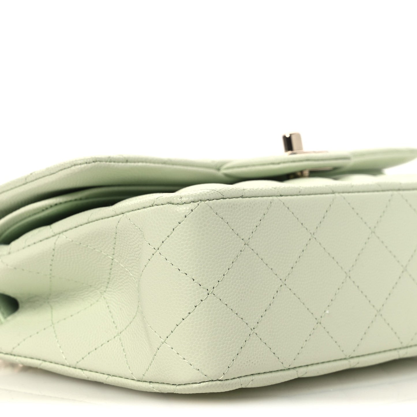 Caviar Quilted Small Double Flap Light Green