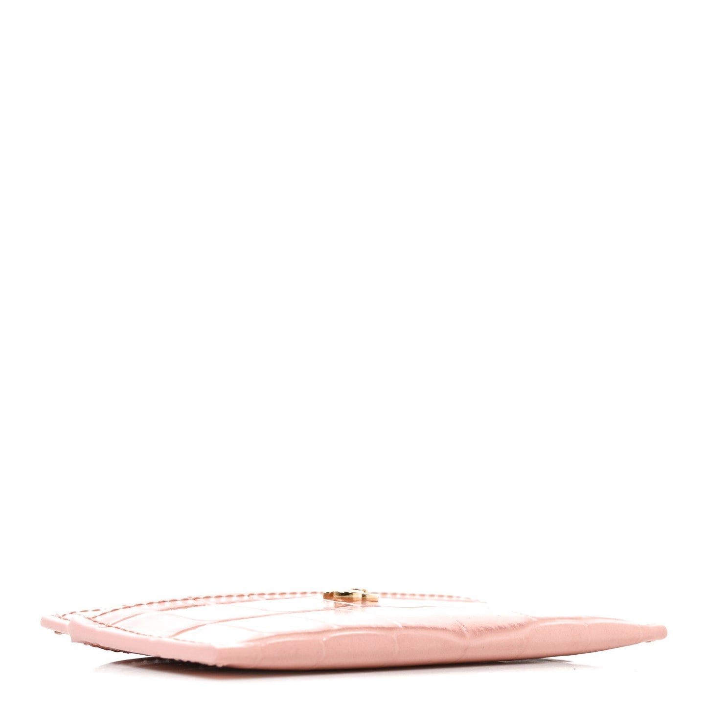 Calfskin Crocodile Embossed Crococo Card Holder Light Pink