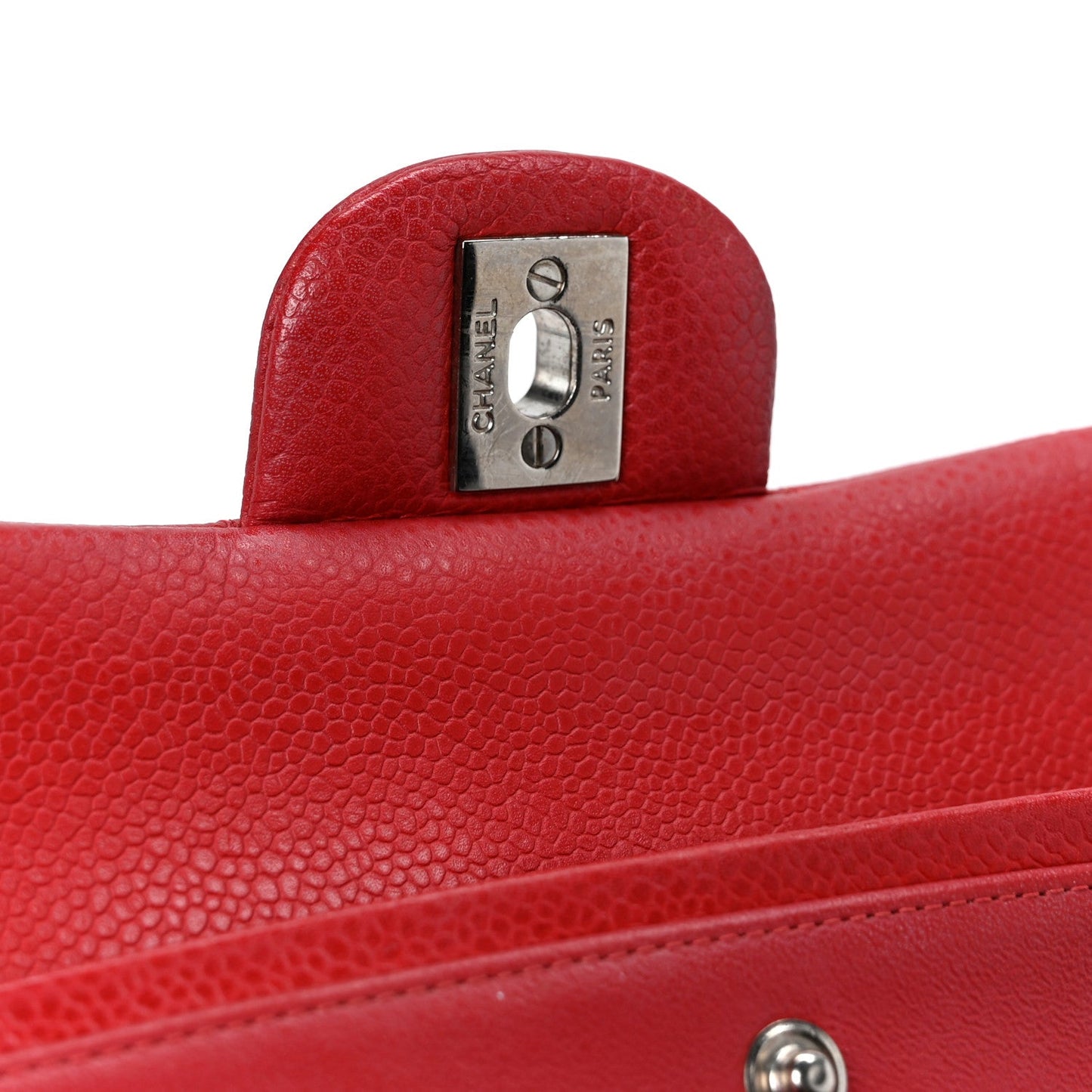 Caviar Quilted Medium Double Flap Red