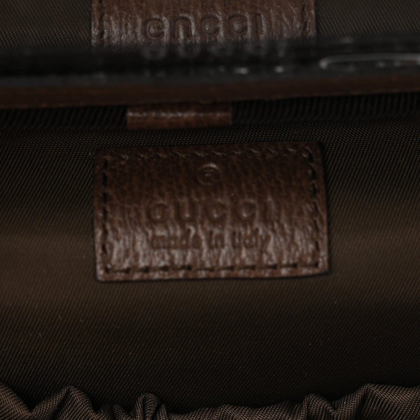 GG Supreme Monogram Textured Calfskin Web Ophidia Vanity Cosmetic Case Beige Ebony New Acero