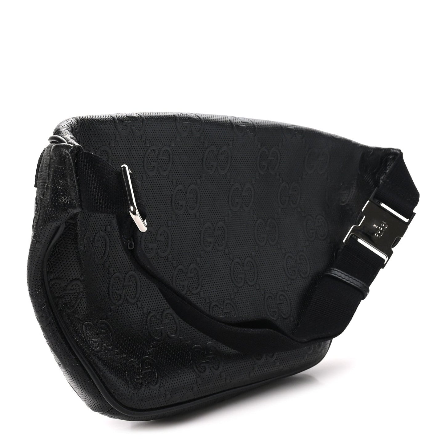 Calfskin GG Tennis Embossed Pocket Belt Bag Black