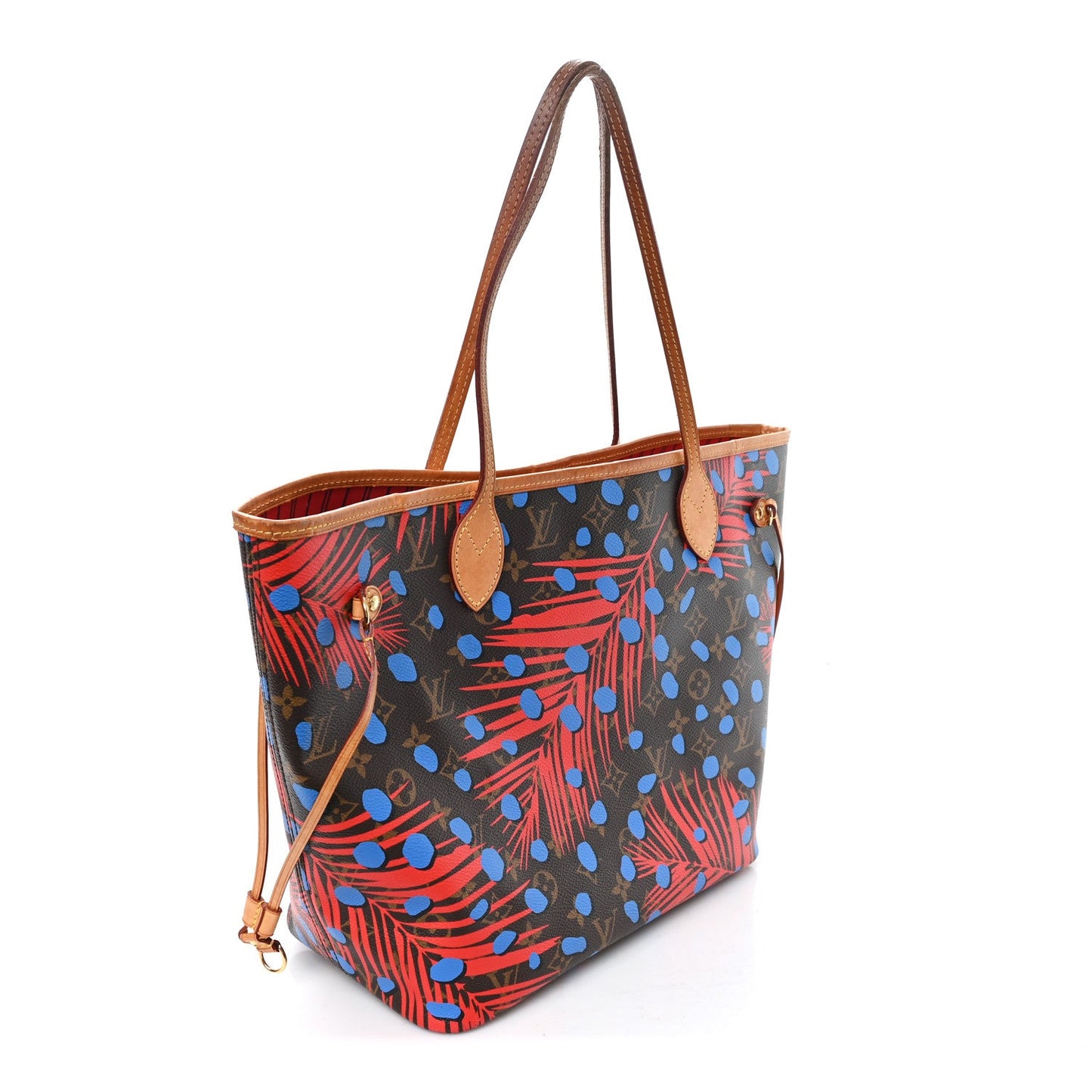Monogram Jungle Dots Neo Neverfull MM Coquelicot Denim
