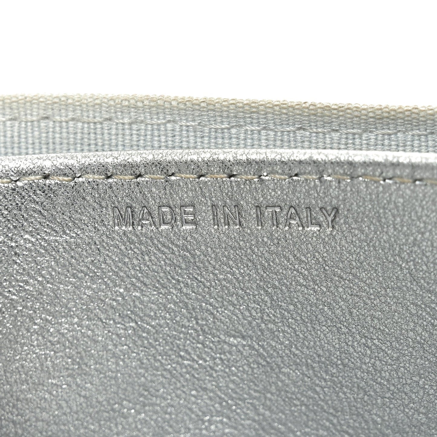 Metallic Lambskin Quilted Flap Card Holder Wallet Silver