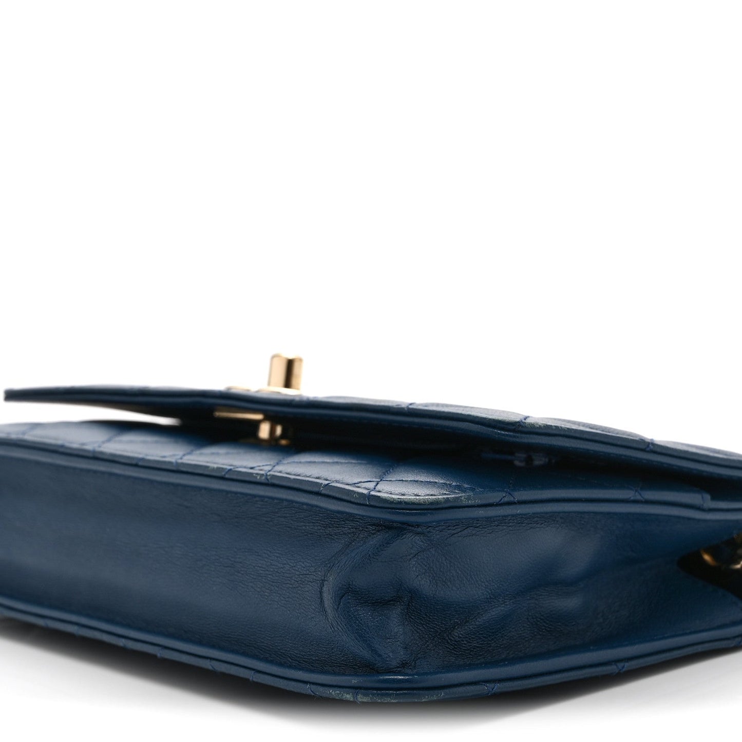 Lambskin Quilted Trendy CC Wallet On Chain WOC Blue