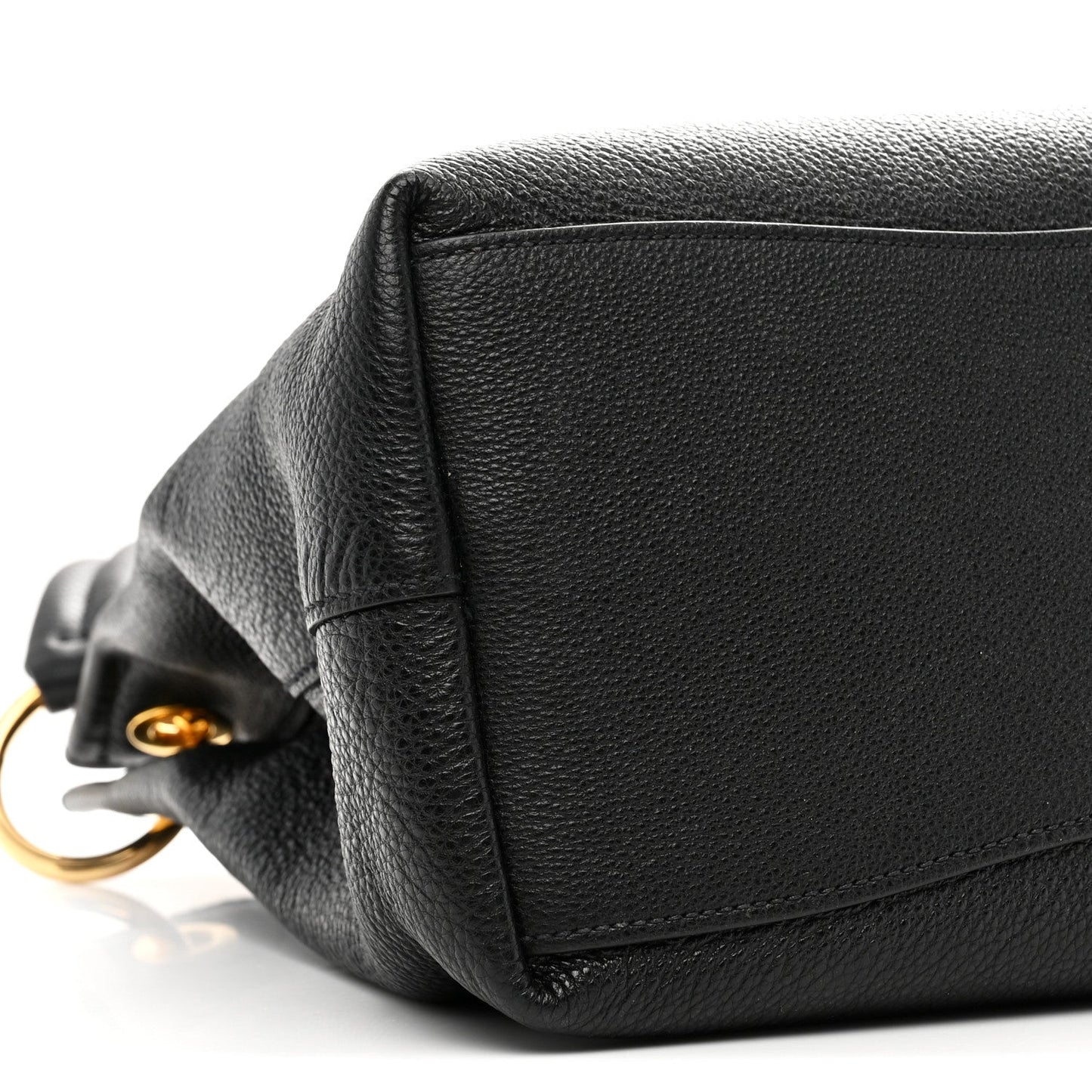 Vitello Phenix Embossed Logo Hobo Black