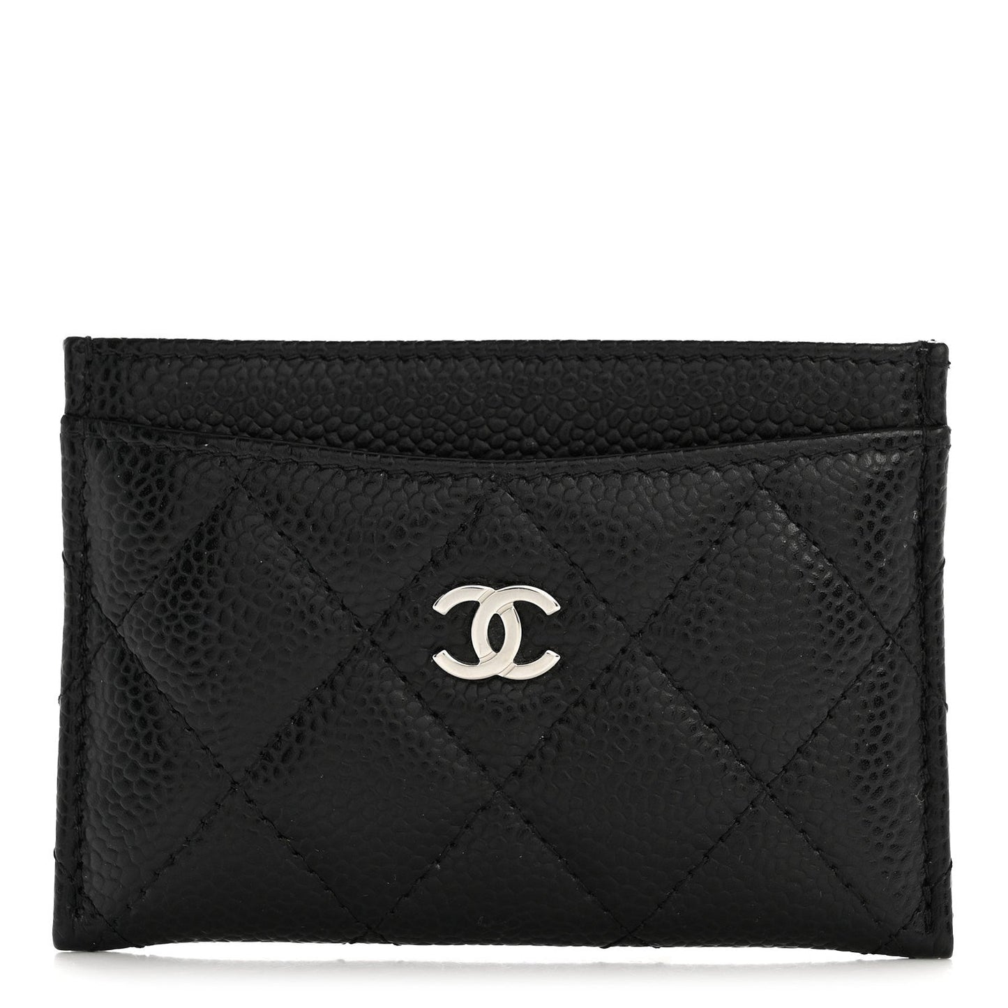 Caviar Quilted Card Holder Black