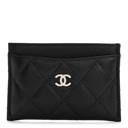 Caviar Quilted Card Holder Black