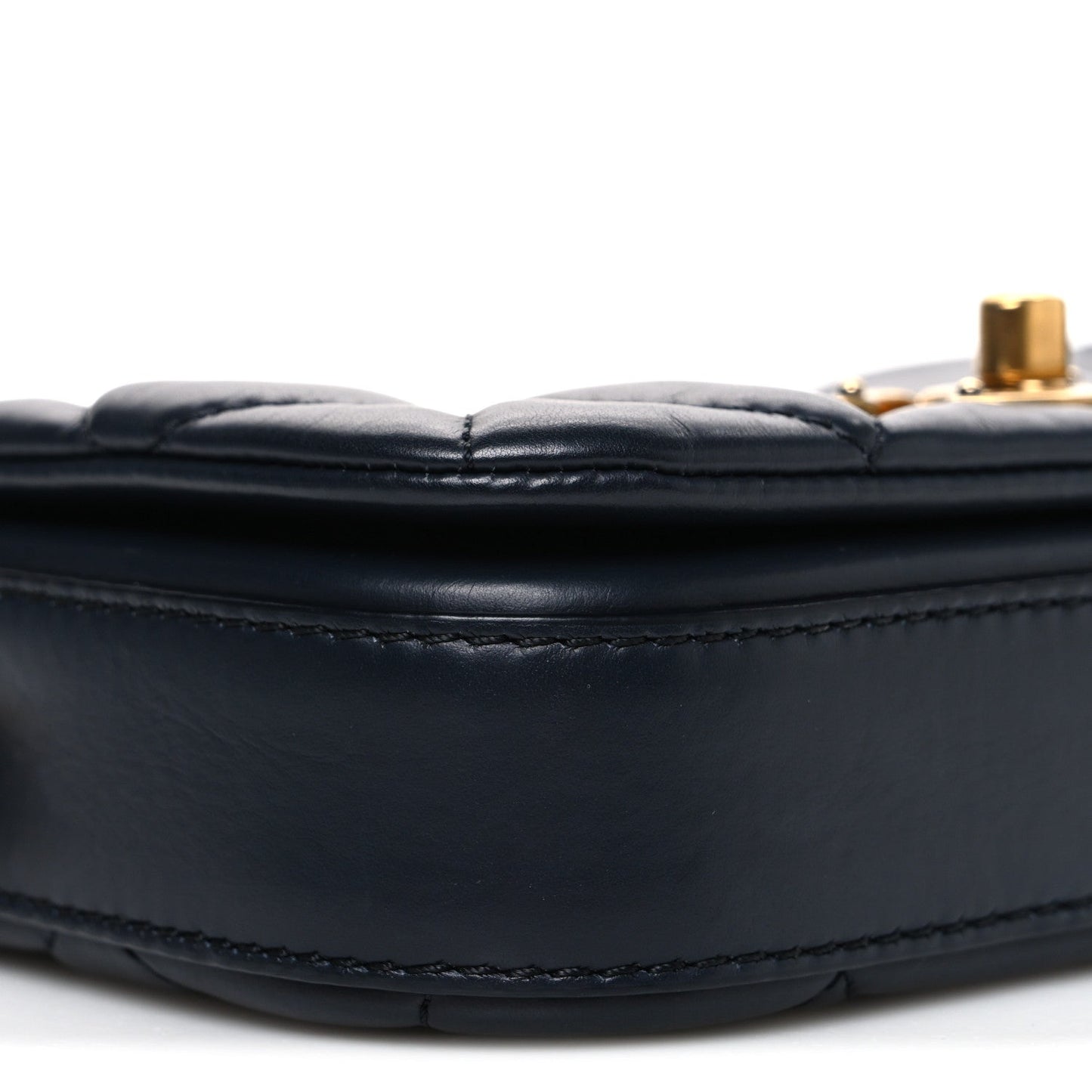 Calfskin Quilted Mini Nailed CC Flap Bag Blue