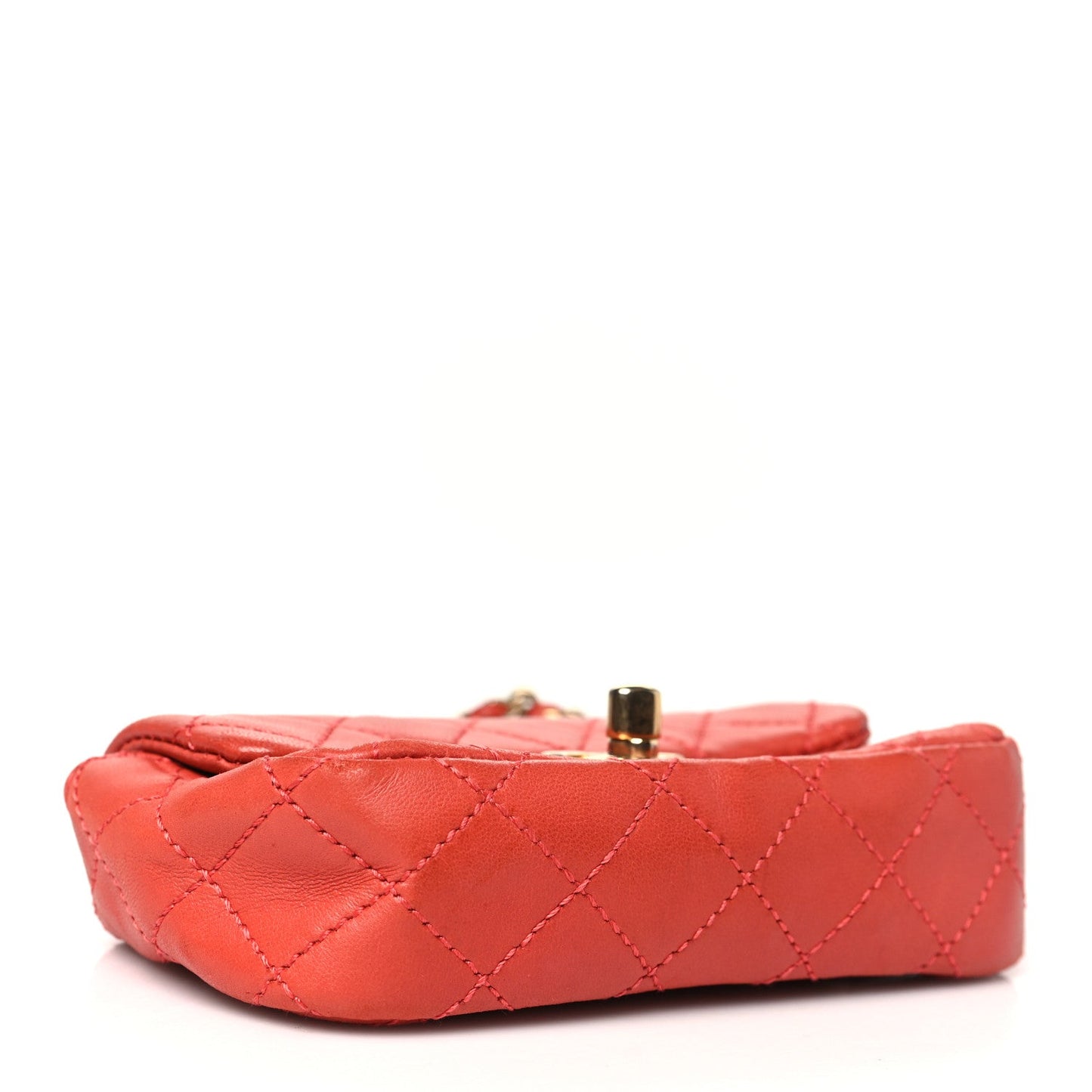 Lambskin Quilted Extra Mini Cruise Charm Flap Coral