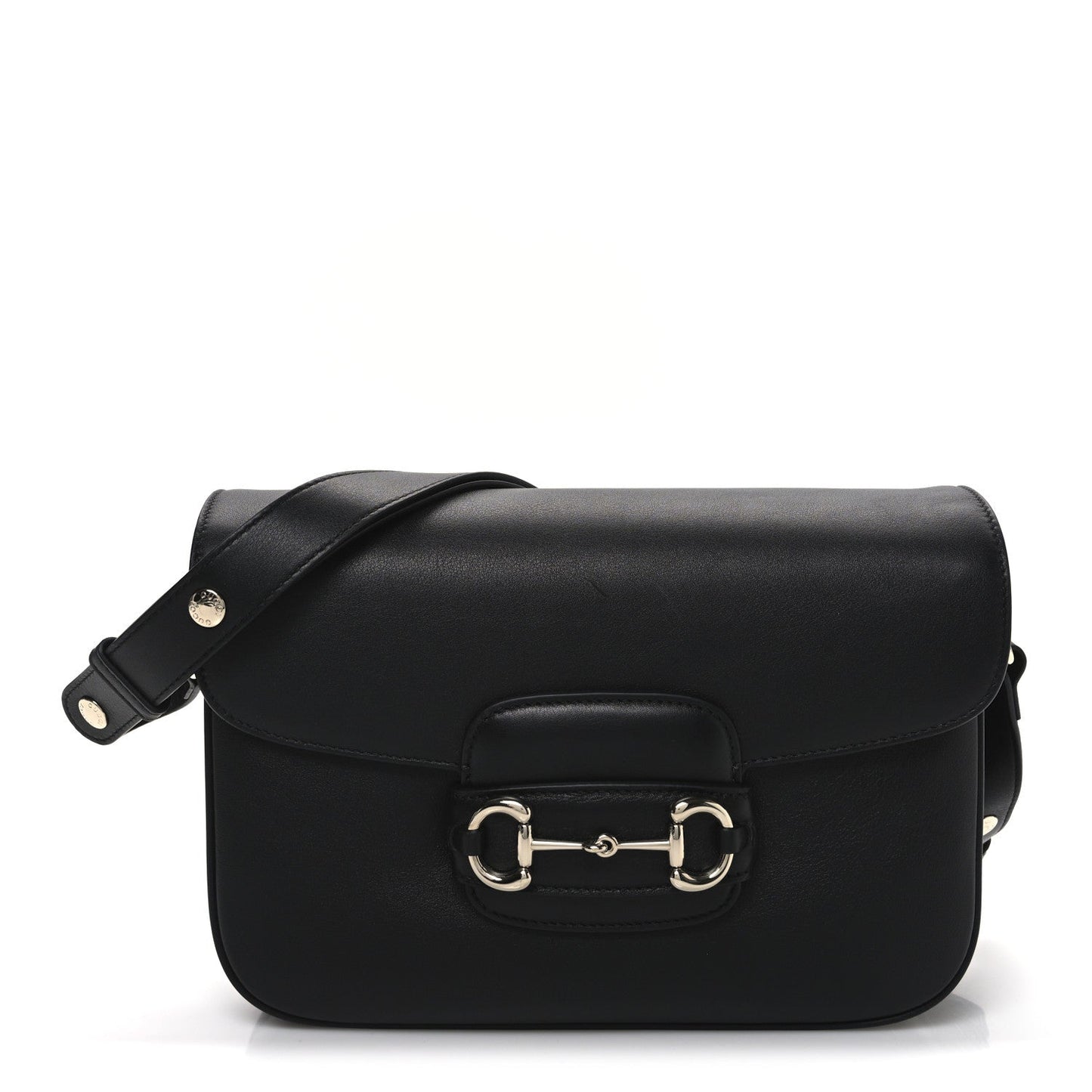 Ciny Lux Calfskin Horsebit 1955 Soft Small Shoulder Bag Black
