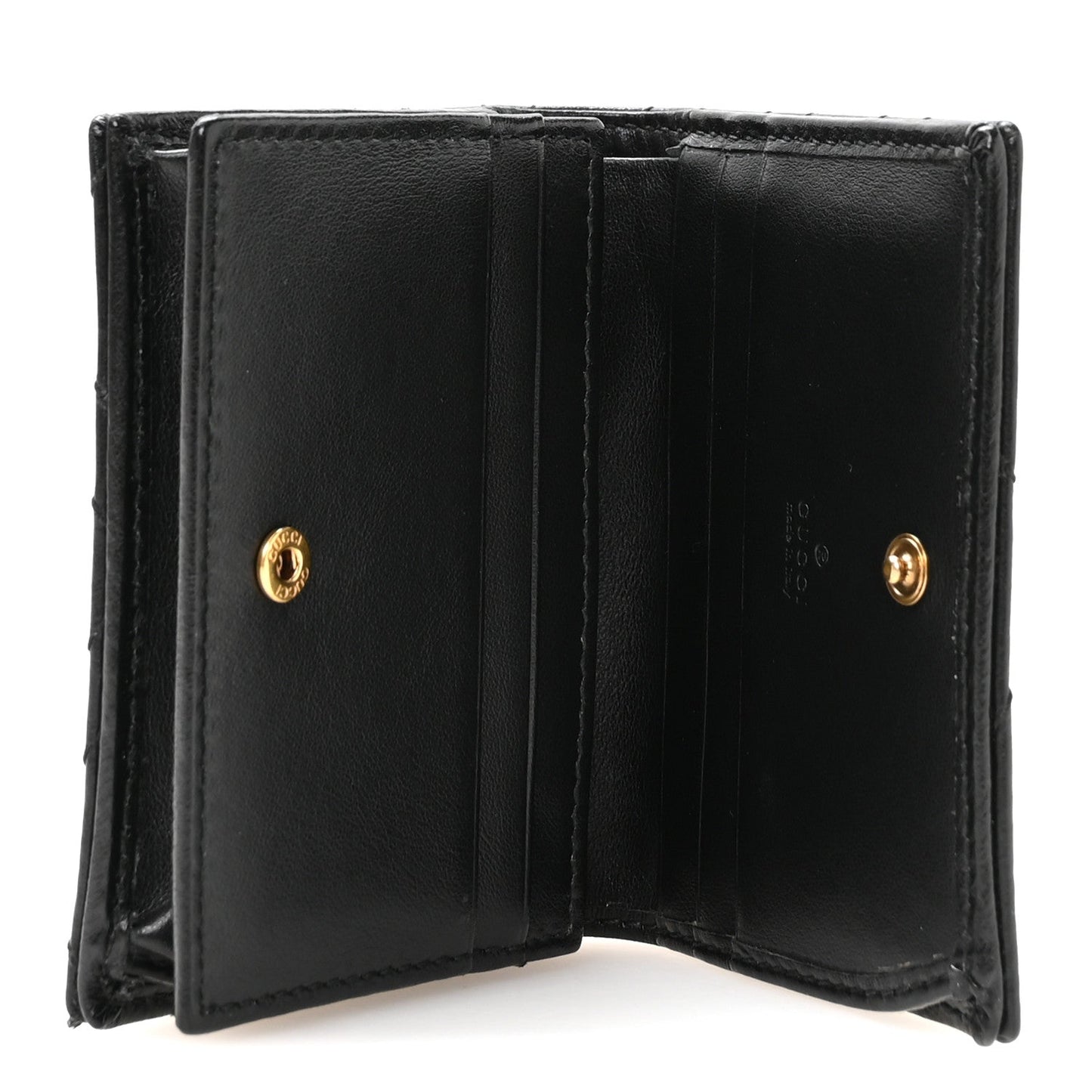 Calfskin Matelasse GG Marmont Card Case Wallet Black