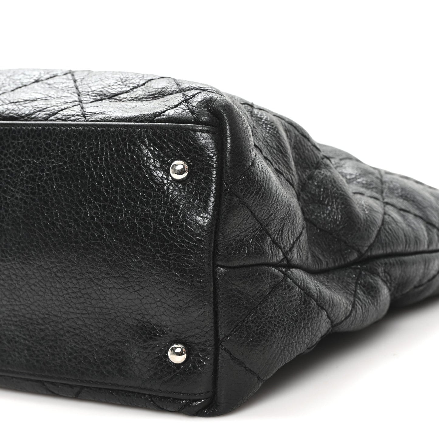 Glazed Calfskin Large On The Road Tote Black