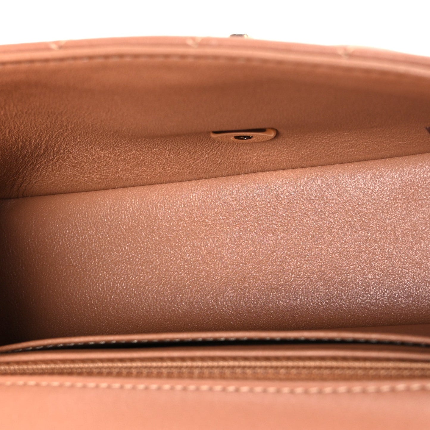 Lambskin Quilted Mini Rectangular Flap Brown