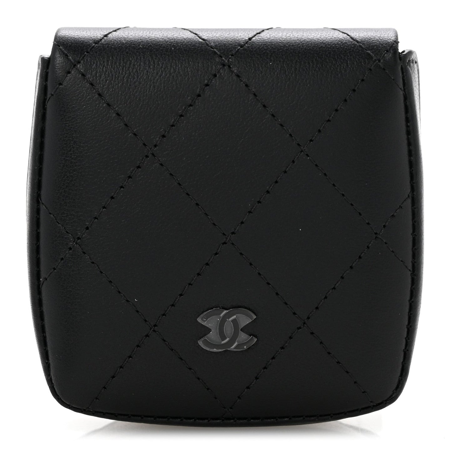 Goatskin Quilted Square Pouch Coin Purse So Black