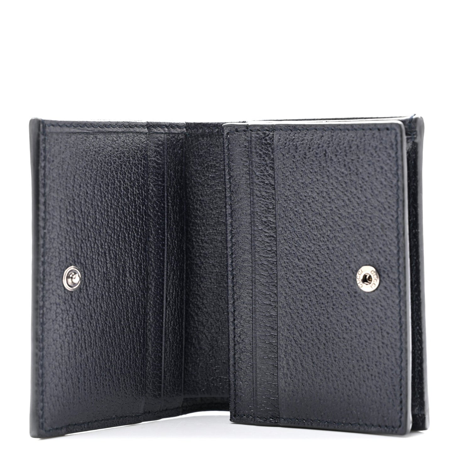GG Supreme Monogram Textured Dollar Calfskin Web Ophidia Card Case Beige Blue