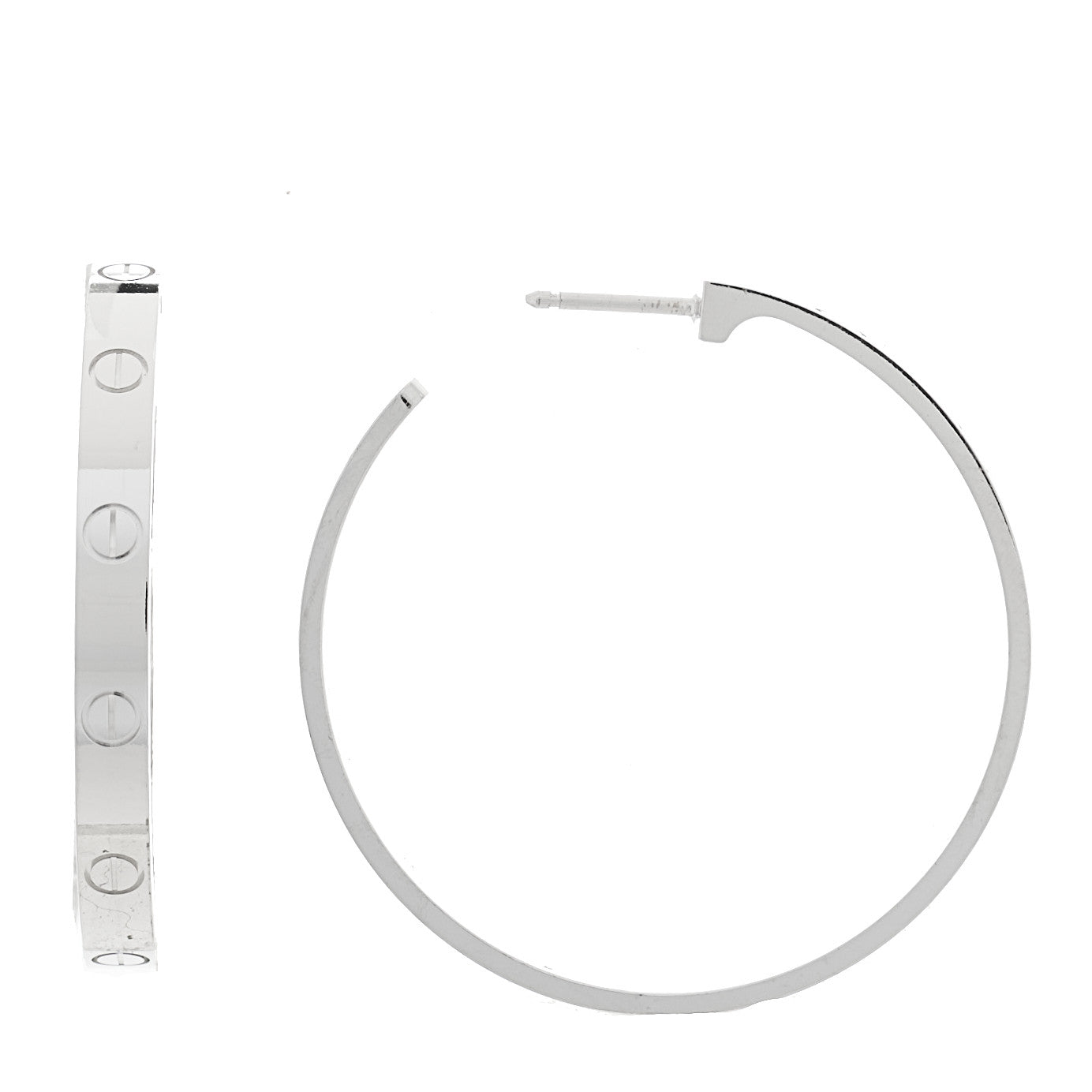 18K White Gold Large LOVE Hoop Earrings